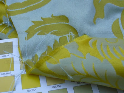 Scalamandre Nashville Ming Yellow Sky Blue 100% Silk Damask Chinoiserie Peony Flower Basket Circa 1830