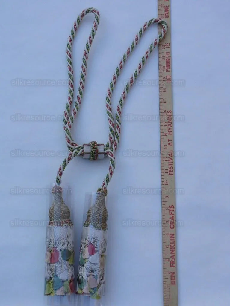 Scalamandre Lyon 100% Silk Double Tie Back Watermelon Pink Green