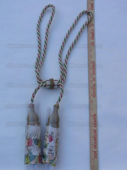 Scalamandre Lyon 100% Silk Double Tie Back Watermelon Pink Green