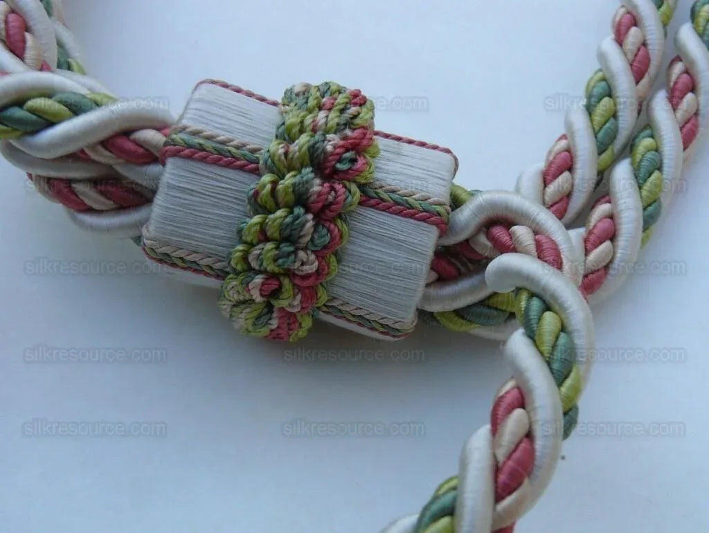 Scalamandre Lyon 100% Silk Double Tie Back Watermelon Pink Green