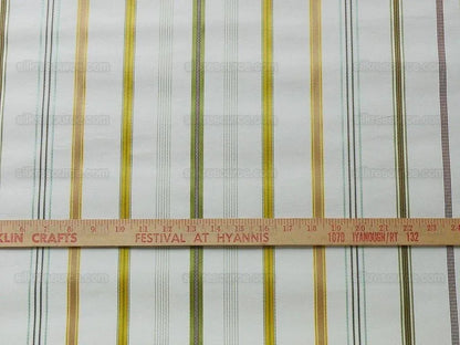 By Yd Scalamandre Pyjama Stripe Ivory, Green, Gold &amp; Beige MSRP USD 140/Y