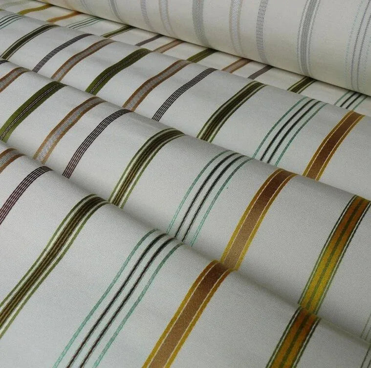 SCALAMANDRE PYJAMA STRIPE IVORY, GREEN, GOLD & BEIGE BTY