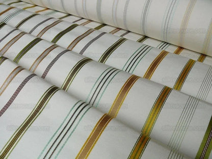 By Yd Scalamandre Pyjama Stripe Ivory, Green, Gold &amp; Beige MSRP USD 140/Y