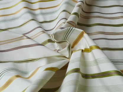 By Yd Scalamandre Pyjama Stripe Ivory, Green, Gold &amp; Beige MSRP USD 140/Y