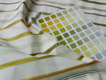 By Yd Scalamandre Pyjama Stripe Ivory, Green, Gold &amp; Beige MSRP USD 140/Y