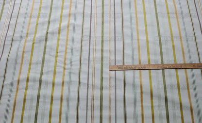 By Yd Scalamandre Pyjama Stripe Ivory, Green, Gold &amp; Beige MSRP USD 140/Y