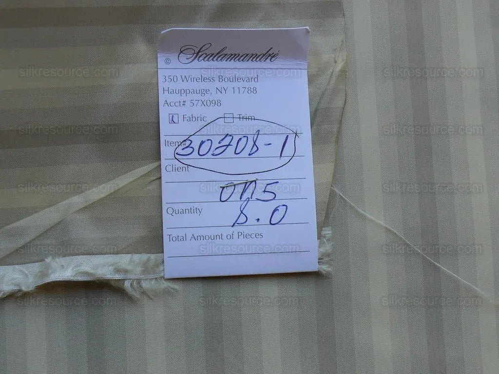 Scalamandre "domenico Stripe" 100% Silk Taffeta Taupe Bty