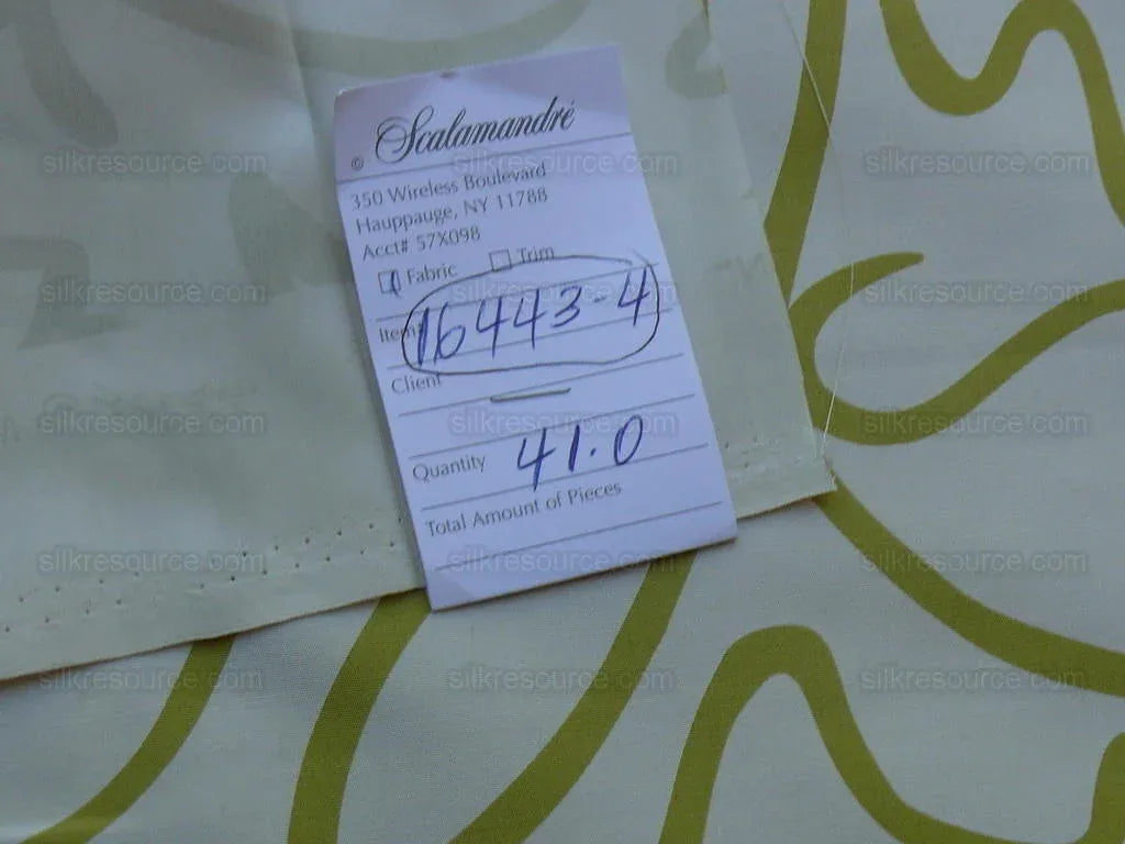 Scalamandre "yin" 100% Silk Print Tropical Abstract Foliage Green/white Matisse Style Drawing