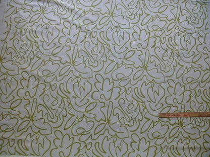 Scalamandre "yin" 100% Silk Print Tropical Abstract Foliage Green/white Matisse Style Drawing