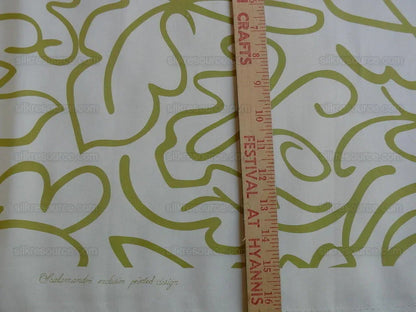 Scalamandre "yin" 100% Silk Print Tropical Abstract Foliage Green/white Matisse Style Drawing
