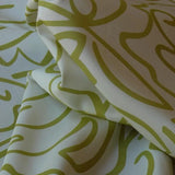 SCALAMANDRE "YIN" 100% SILK PRINT GREEN/WHITE BTY
