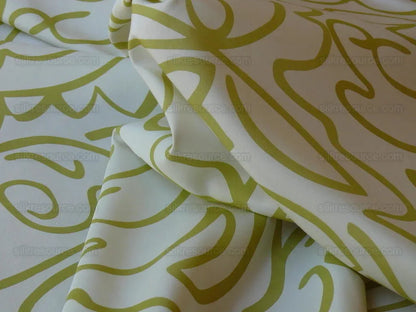 Scalamandre "yin" 100% Silk Print Tropical Abstract Foliage Green/white Matisse Style Drawing