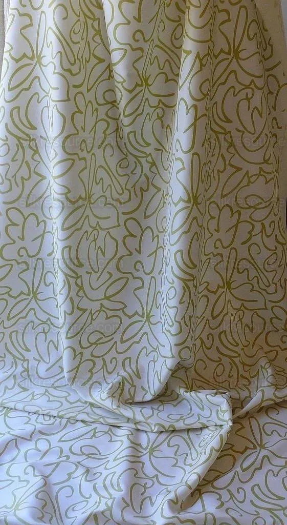 Scalamandre "yin" 100% Silk Print Tropical Abstract Foliage Green/white Matisse Style Drawing