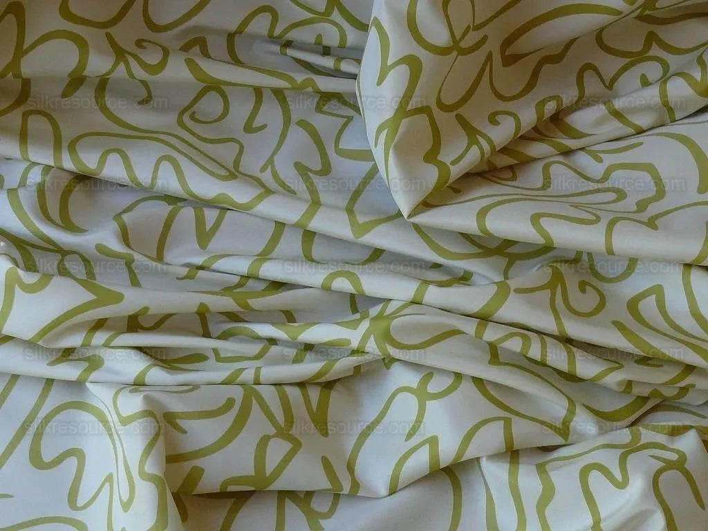 Scalamandre "yin" 100% Silk Print Tropical Abstract Foliage Green/white Matisse Style Drawing