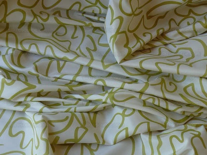 Scalamandre "yin" 100% Silk Print Tropical Abstract Foliage Green/white Matisse Style Drawing