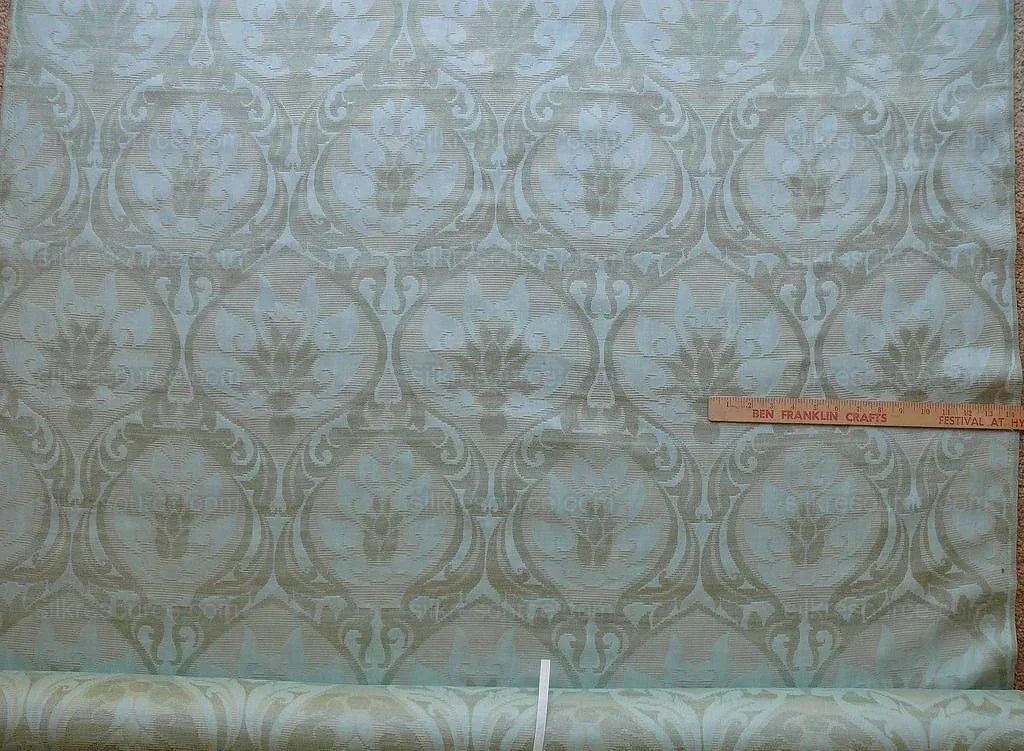 Bty Scalamandre "fu-xian Floral" 100% Silk Damask Aqua