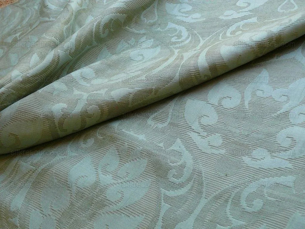 Bty Scalamandre "fu-xian Floral" 100% Silk Damask Aqua