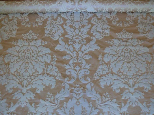 Lakehouse High End 100% Silk Damask Historical Reproduction Palest Peach Pink and Cream Renaissance Silkresource Exclusive