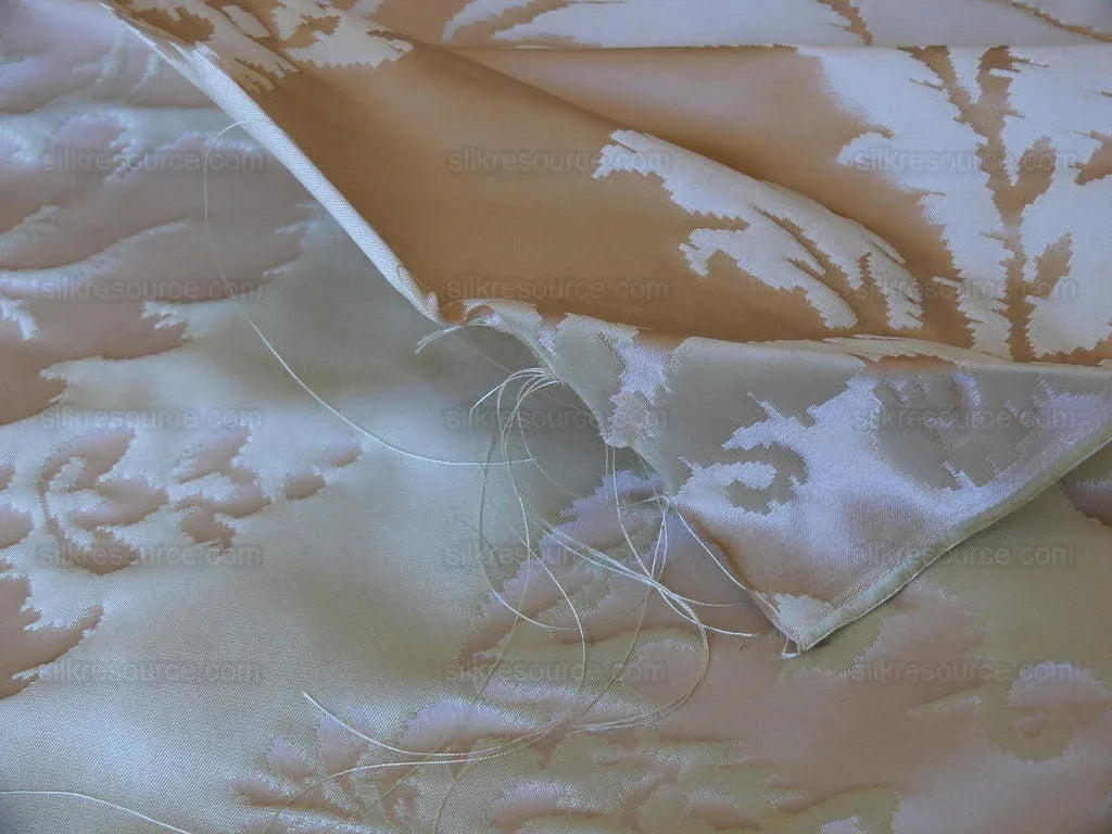 Lakehouse High End 100% Silk Damask Historical Reproduction Palest Peach Pink and Cream Renaissance Silkresource Exclusive