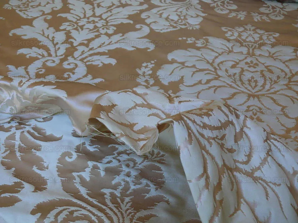 Lakehouse High End 100% Silk Damask Historical Reproduction Palest Peach Pink and Cream Renaissance Silkresource Exclusive