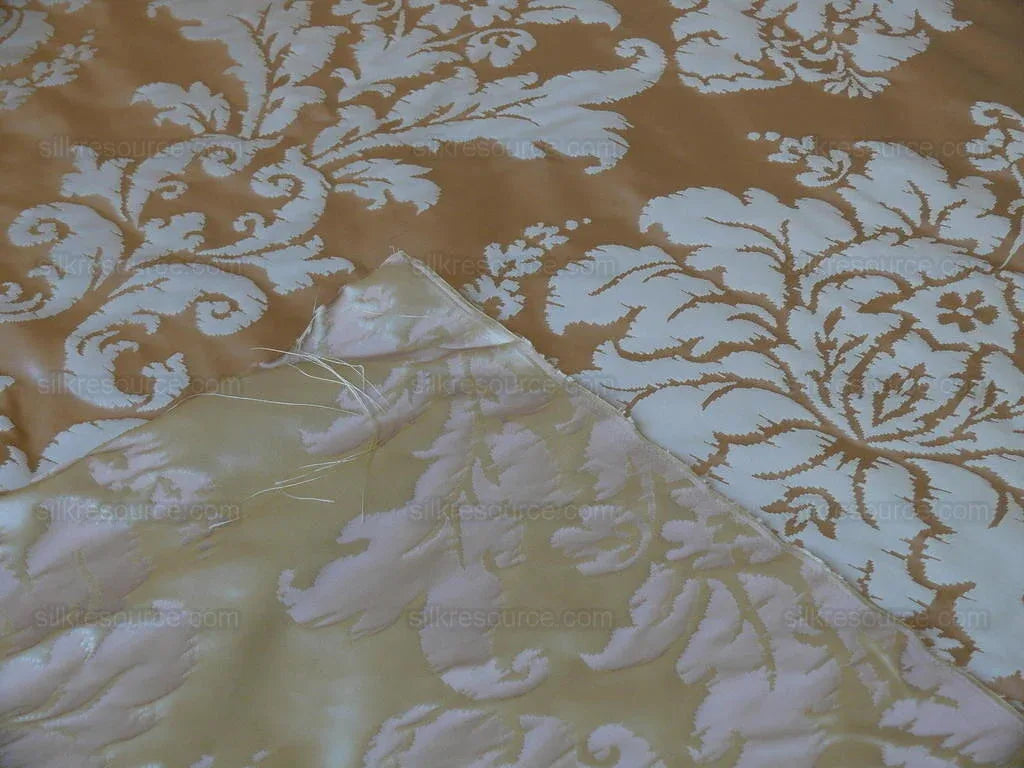 Lakehouse High End 100% Silk Damask Historical Reproduction Palest Peach Pink and Cream Renaissance Silkresource Exclusive