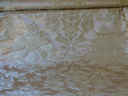 Lakehouse High End 100% Silk Damask Historical Reproduction Palest Peach Pink and Cream Renaissance Silkresource Exclusive