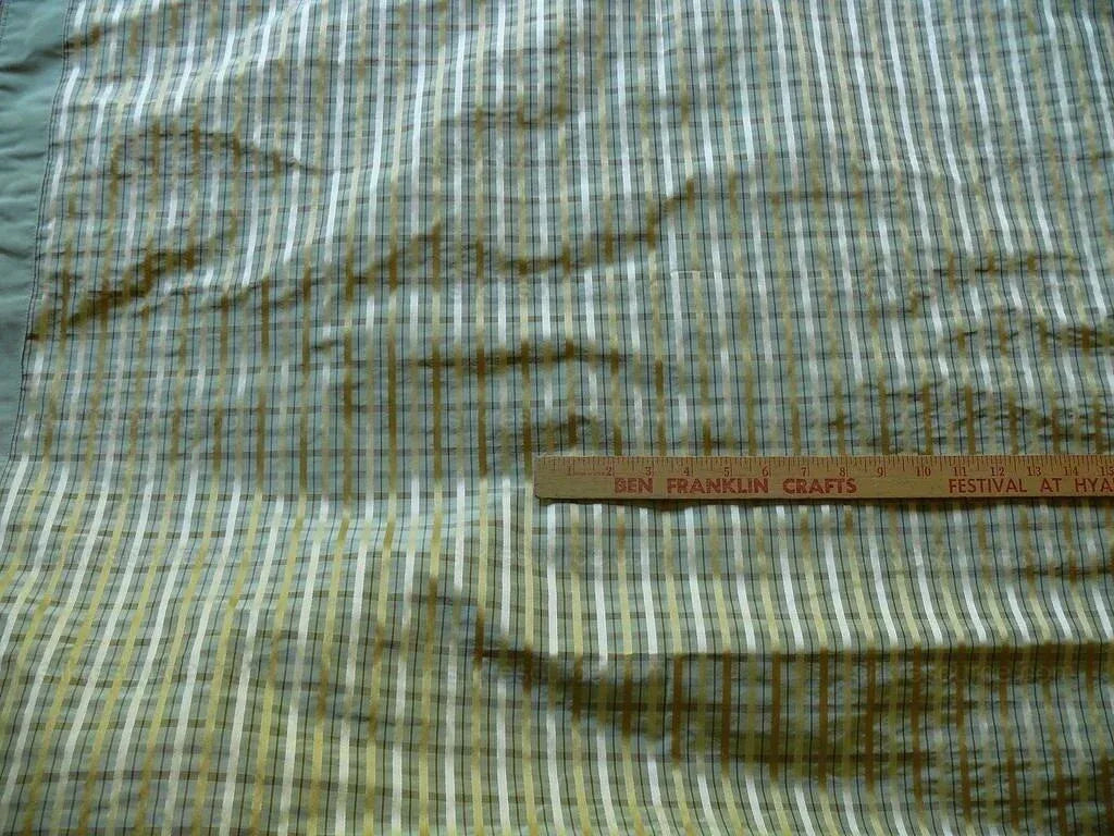 Lee Jofa Paradise Silk Drapery Pair Sea Glass Aqua Green Blue Gold 77"x101