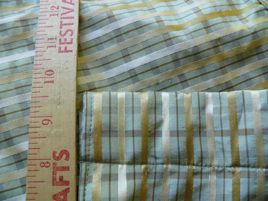 Lee Jofa Paradise Silk Drapery Pair Sea Glass Aqua Green Blue Gold 77"x101