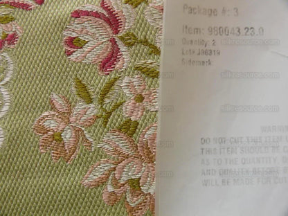 Lee Jofa Angelina Lampas Sage W/pink & Red Floral MSRP USD 390