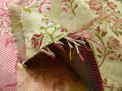 Lee Jofa Angelina Lampas Sage W/pink & Red Floral MSRP USD 390