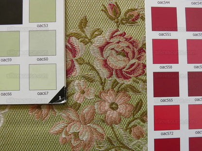 Lee Jofa Angelina Lampas Sage W/pink & Red Floral MSRP USD 390