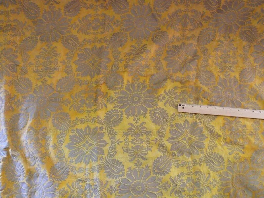 Authentic Fortuny Drapery "impero" Yellow Gold & Silver 3panels