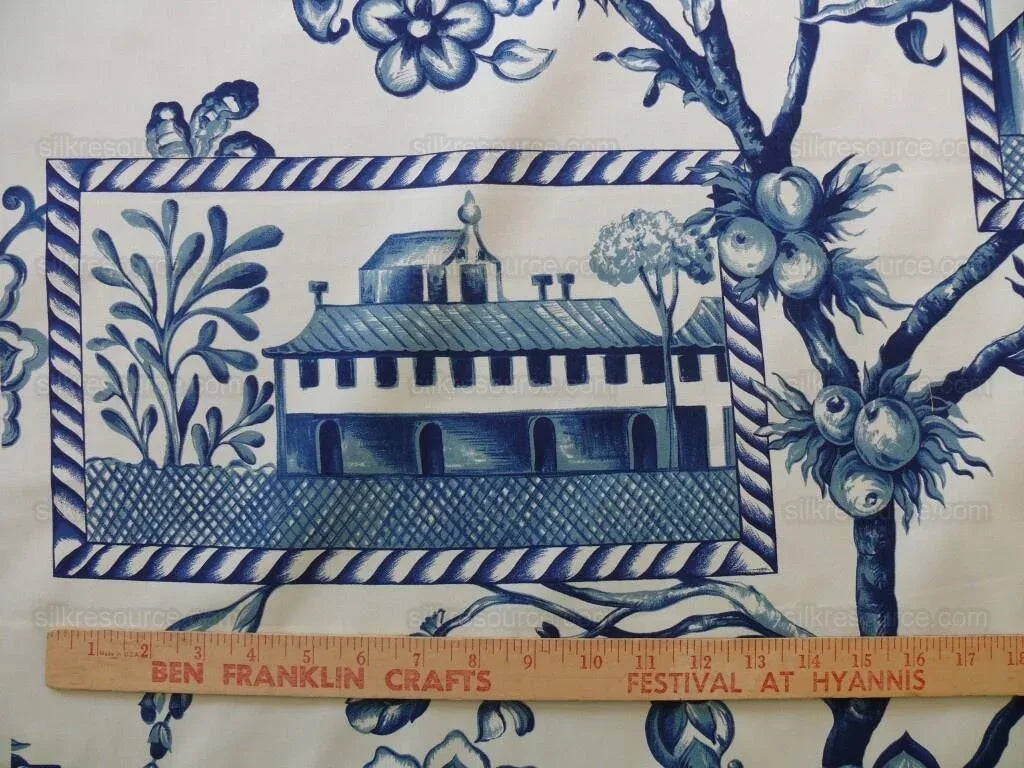 BY YD BEACON HILL PALACE WALK INDIGO BLUE WHITE COTTON TOILE ITALY Castle Tuscany MSRP USD200Y