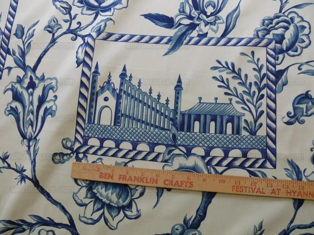 BY YD BEACON HILL PALACE WALK INDIGO BLUE WHITE COTTON TOILE ITALY Castle Tuscany MSRP USD200Y