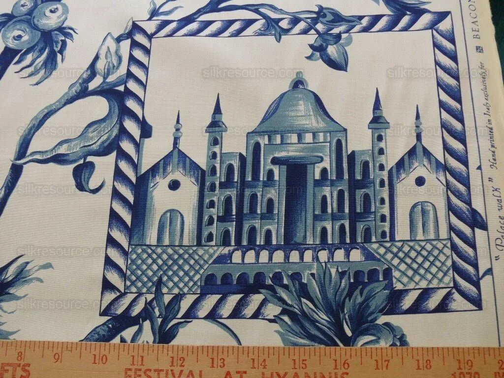 BY YD BEACON HILL PALACE WALK INDIGO BLUE WHITE COTTON TOILE ITALY Castle Tuscany MSRP USD200Y