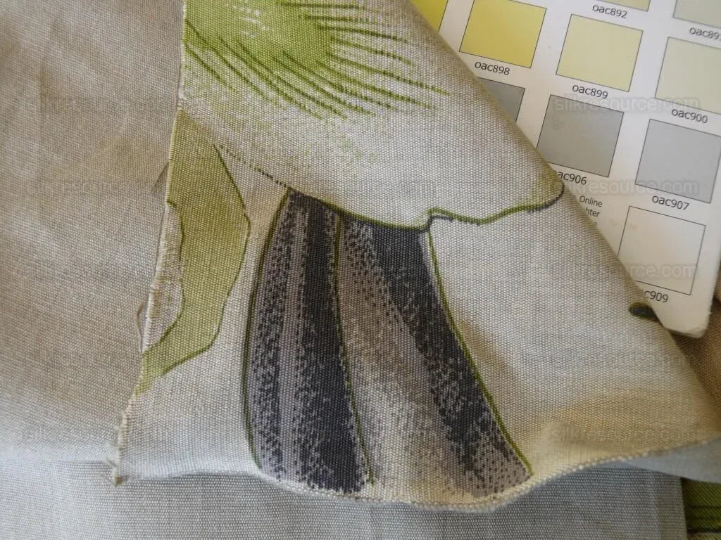 Huge Artistic Tulip Flower Print Linen Green Black On Natural Flower