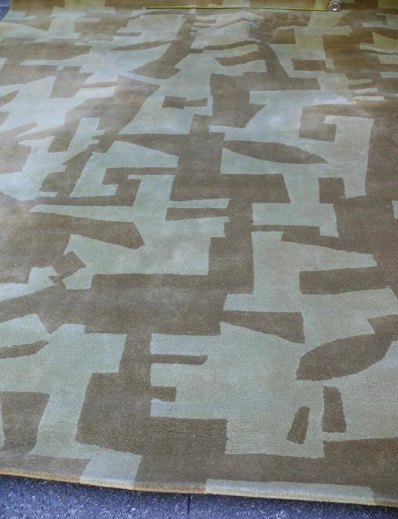 HOKANSON HAND TUFTED GOLD SAGE GREEN WOOL MODERN 8'x9'8"