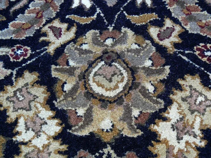 Madras Hand Tufted Rug Oriental Deep Blue Brown Gold 8'3"x5'3"