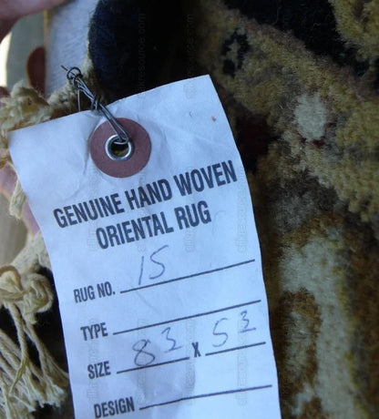 Madras Hand Tufted Rug Oriental Deep Blue Brown Gold 8'3"x5'3"