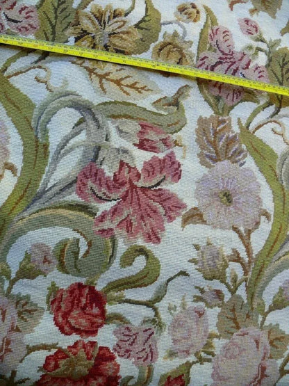 Stark Exquisite Needlepoint Rug Art Deco Flower Square Red Beige 9x6'