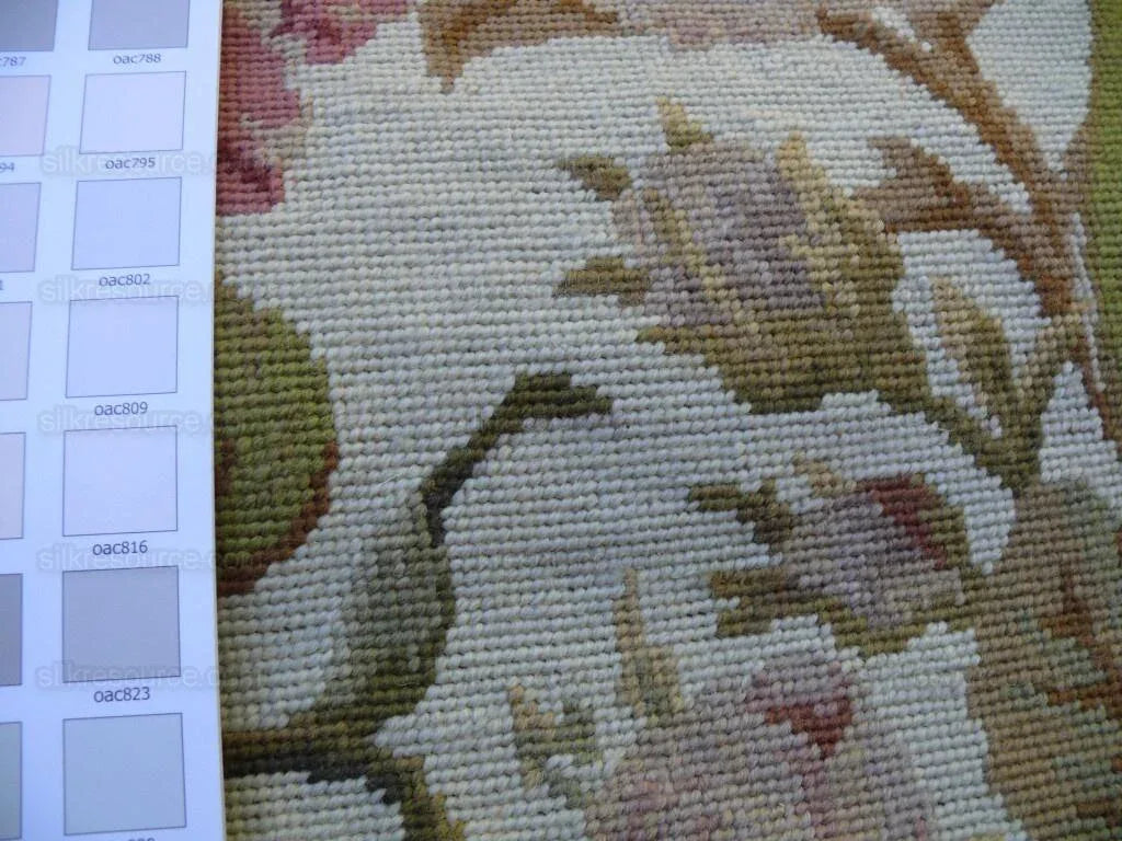 Stark Exquisite Needlepoint Rug Art Deco Flower Square Red Beige 9x6'