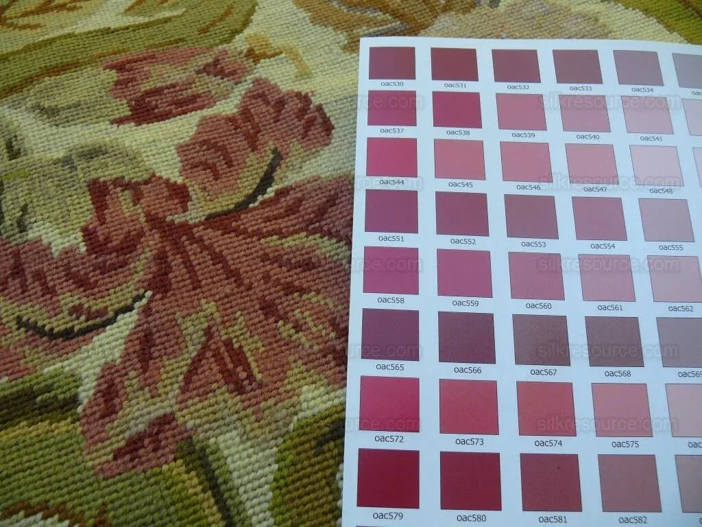 Stark Exquisite Needlepoint Rug Art Deco Flower Square Red Beige 9x6'