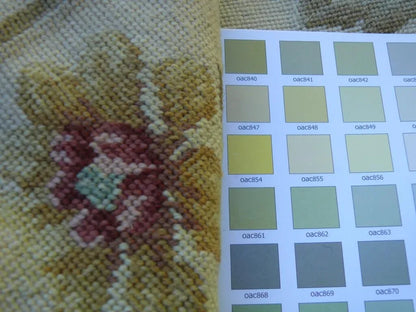 Stark Hand Made Needlepoint 6'x9' Flower Sprig Border On Lt Yellow