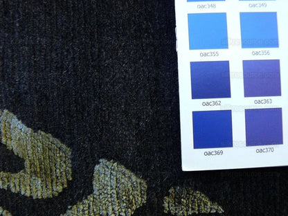 Endless Knot Silk &amp; Wool Tibetan Athana Rug Azure Chartruse 5'x3