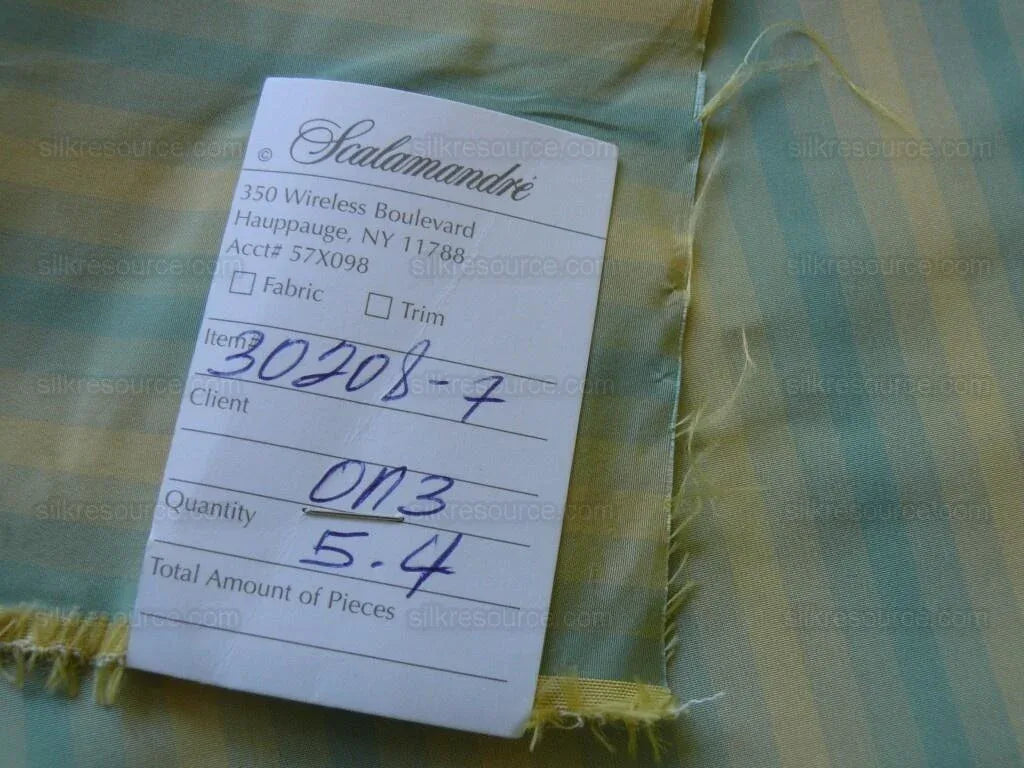 1y Scalamandre "domenico Stripe" 100% Silk Taffeta Blue Minor Defect