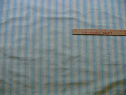 Scalamandre "domenico Stripe" 100% Silk Taffeta Blue Beige Taupe Cream Bty