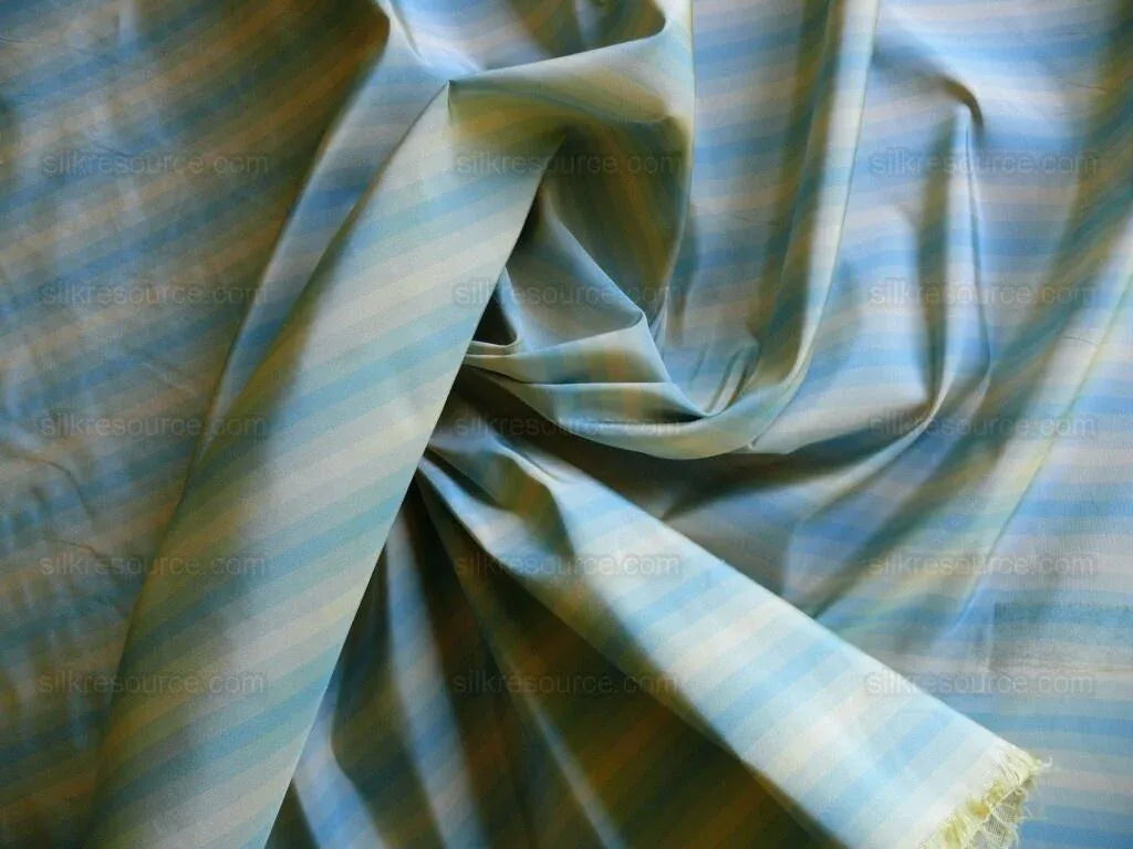 1y Scalamandre "domenico Stripe" 100% Silk Taffeta Blue Minor Defect