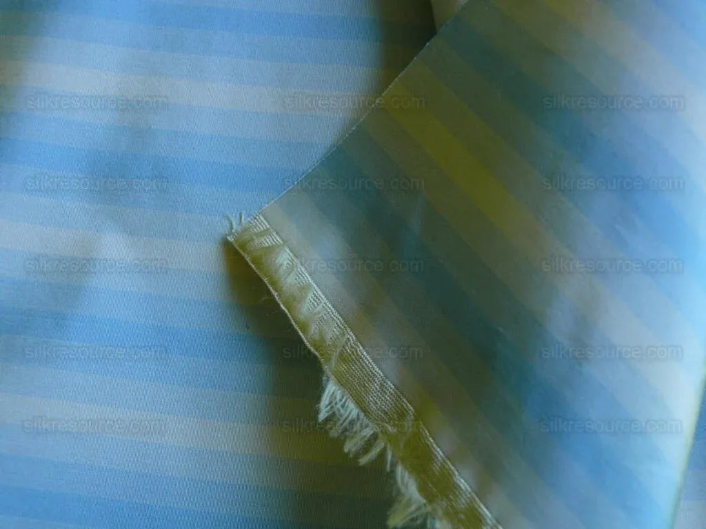 Scalamandre "domenico Stripe" 100% Silk Taffeta Blue Beige Taupe Cream Bty