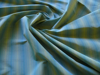 Scalamandre "domenico Stripe" 100% Silk Taffeta Blue Beige Taupe Cream Bty