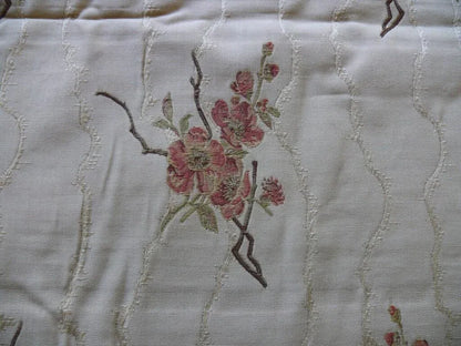 4.375Y HiEND LAMPAS ASIAN RED CHERRY BLOSSOM on Off WHITE MOIRE